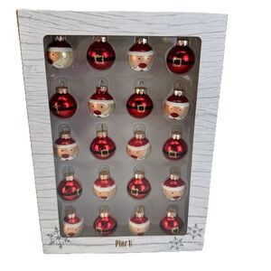 Pier 1 Imports 20 Glass Christmas Ornaments‎ Santa Mini Size NEW